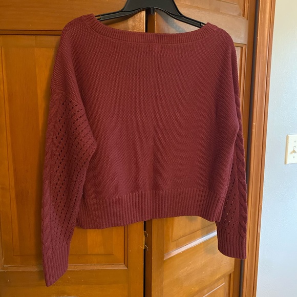 Garage Cropped Maroon Slouchy Sweater - Picture 4 of 7